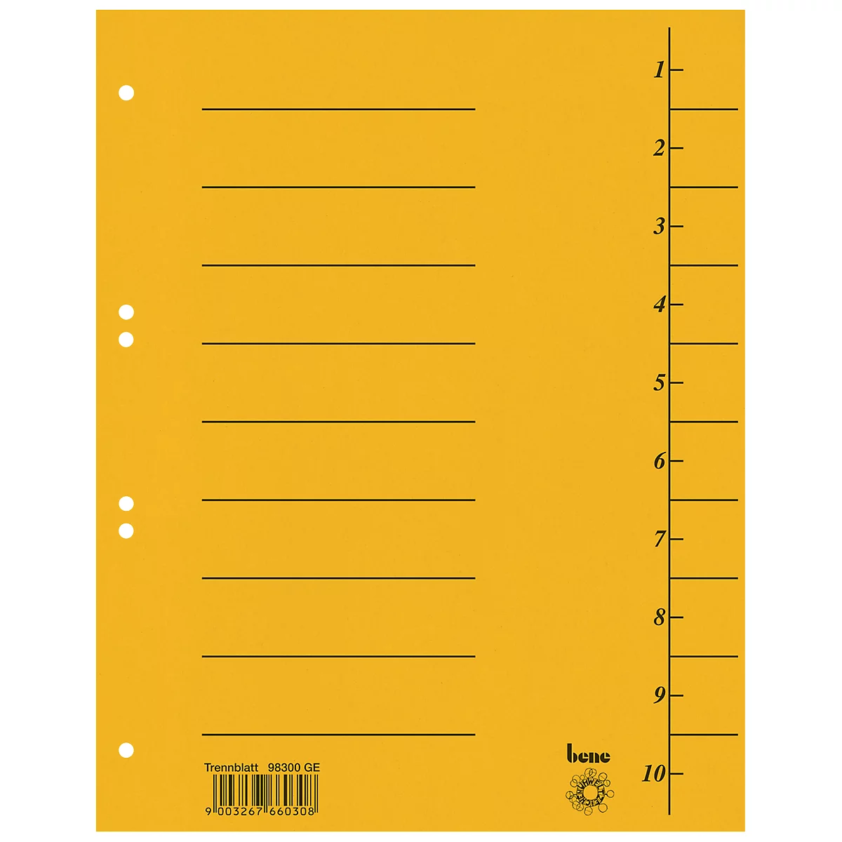 Séparateur jaune avec des lignes horizontales et une échelle verticale de 1 à 10.