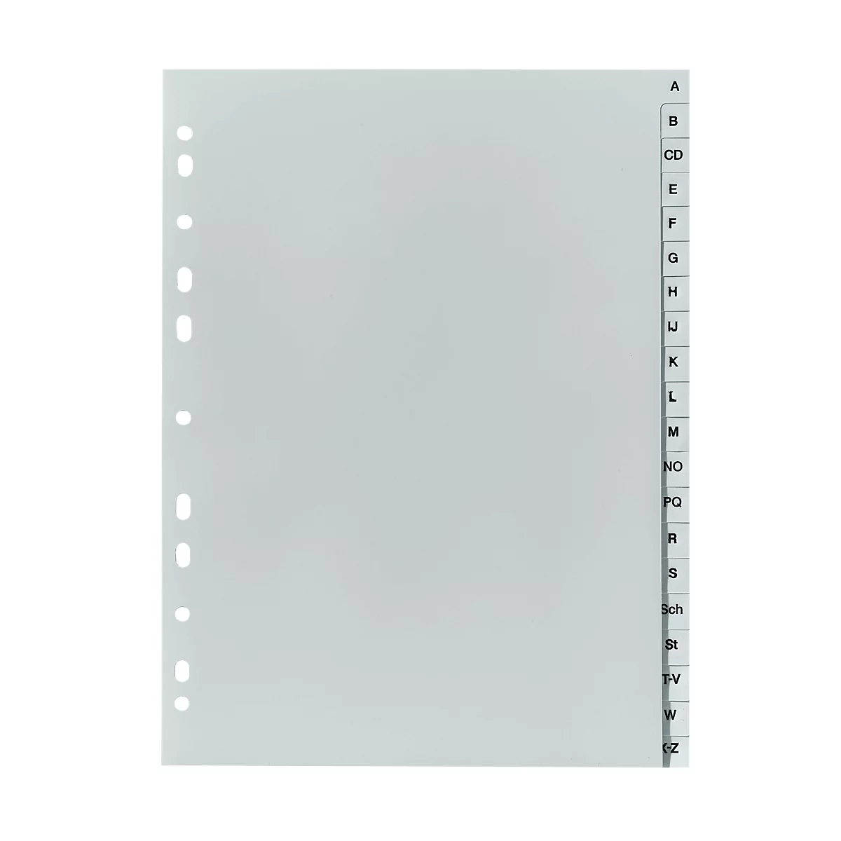 Intercalaires à classeur, A4, A-Z, Film PP, gris, 20 p.