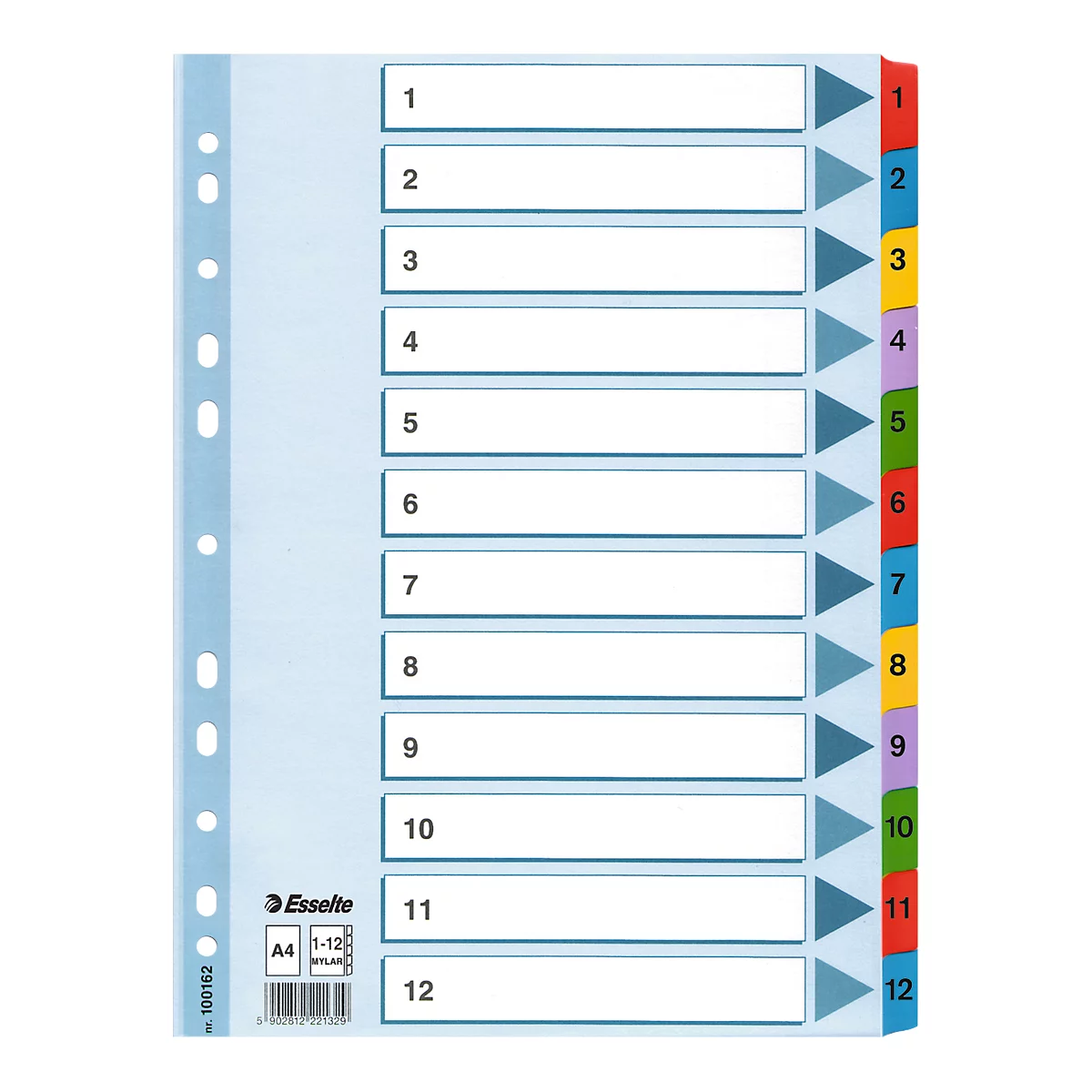 Jeu de 12 intercalaires mensuels en carte Mylar, format A4