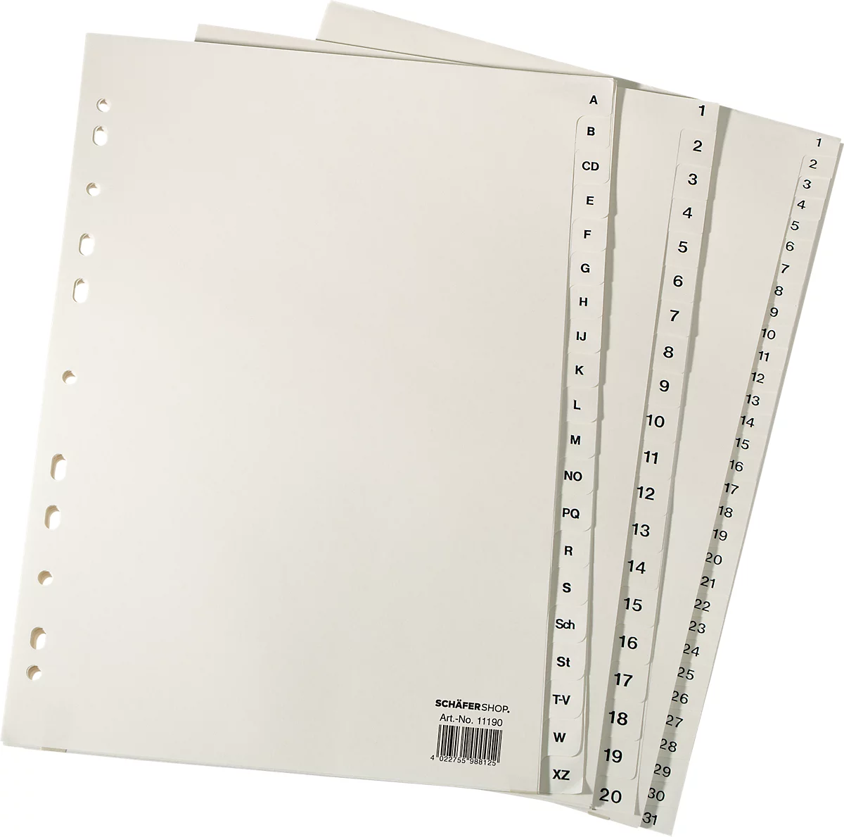 Intercalaires en papier format A4, individuel, format A4 1-10, chamois clair