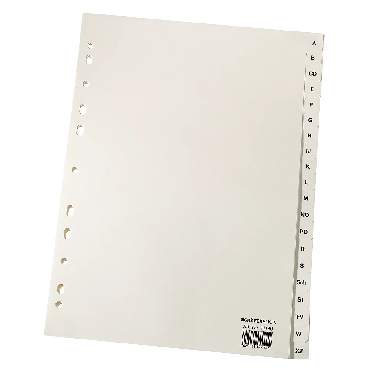 Intercalaires en papier format A4, individuel, format A4 A-Z, chamois clair