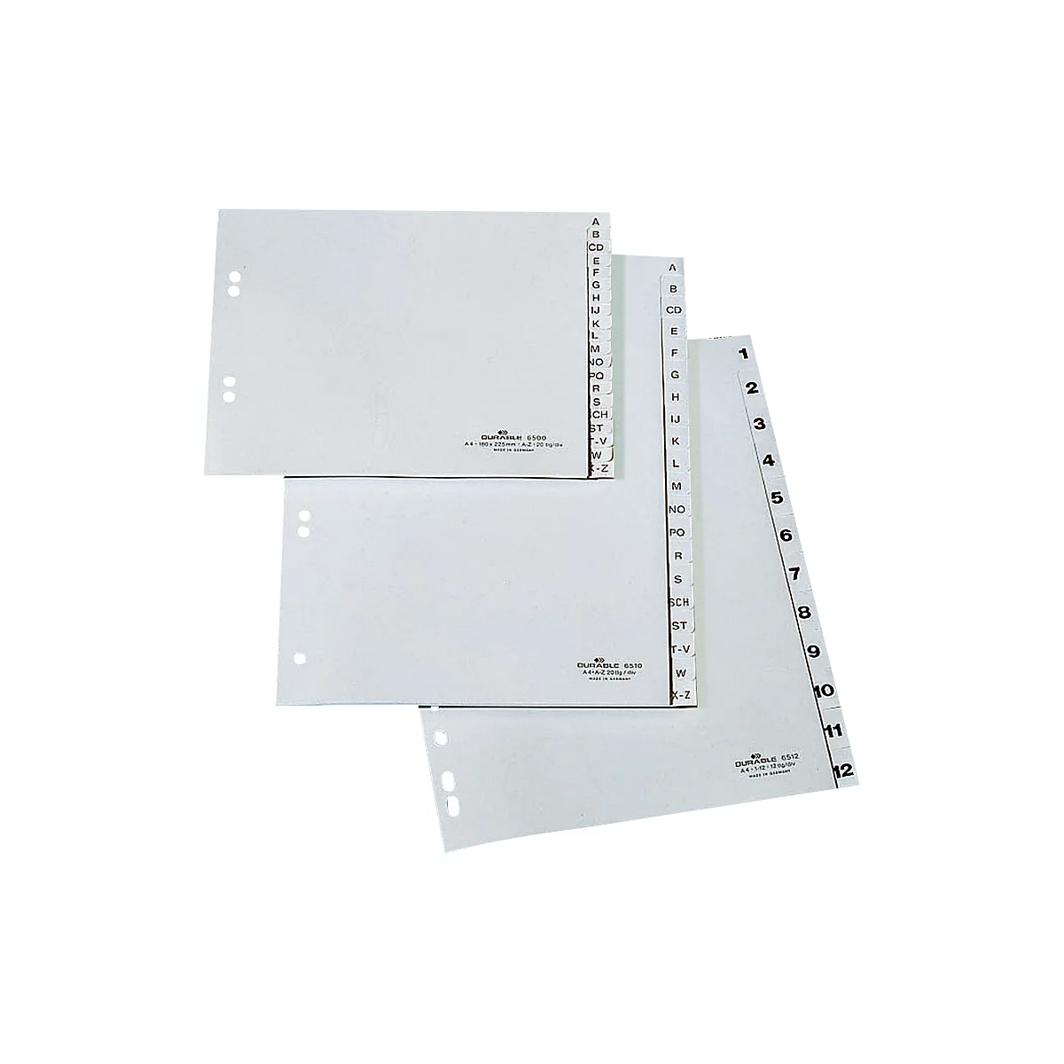 Intercalaires en plastique DURABLE, intercalaires chiffrés, diff. variantes, individuel
