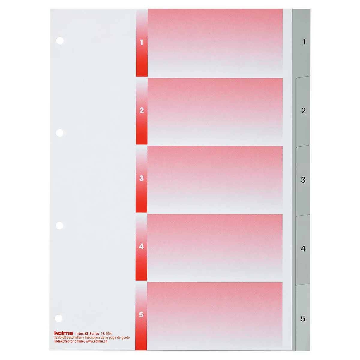 Intercalaires KolmaFlex, A4, numérotés, 5 p.