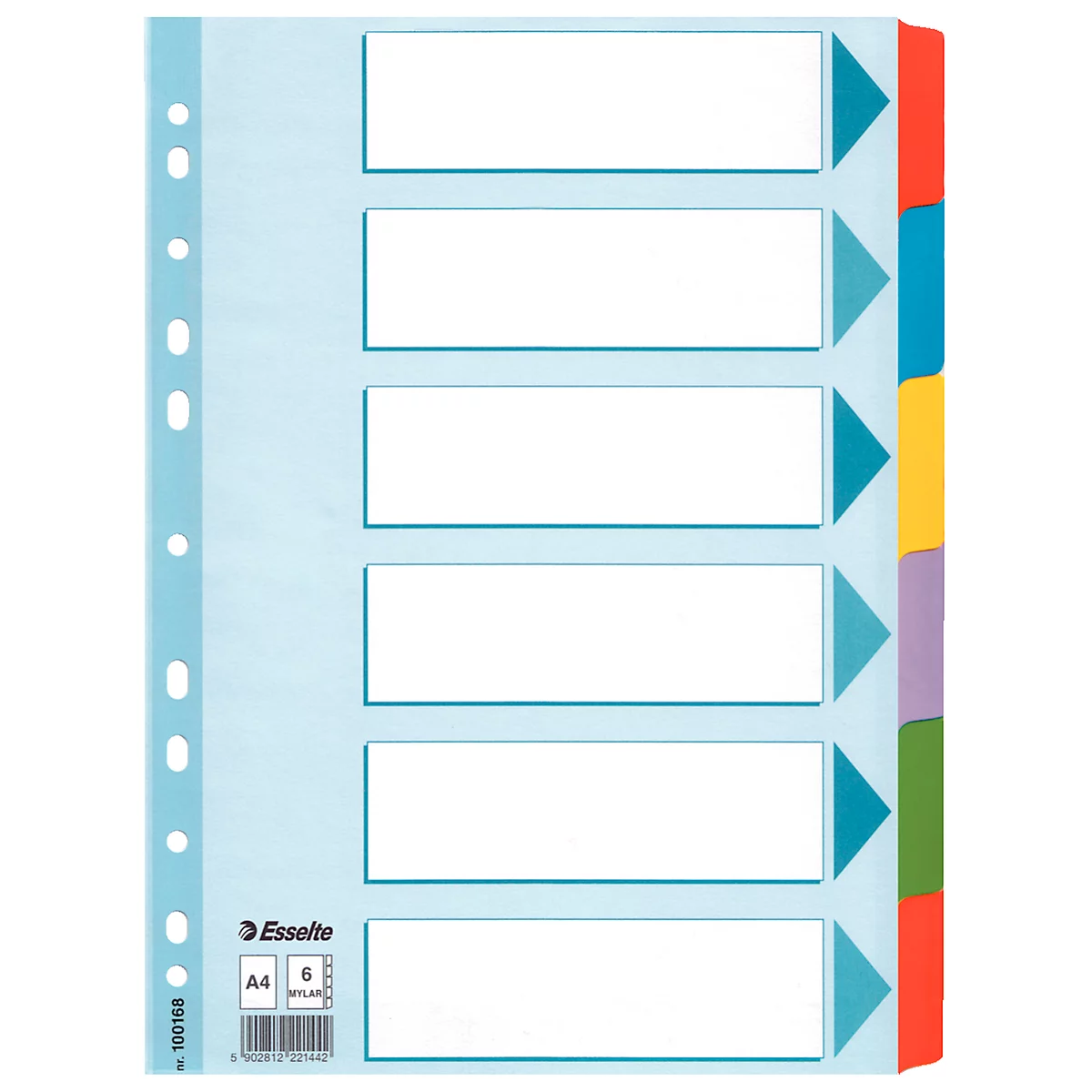 Intercalaires Mylar, A4, 6 onglets vierges