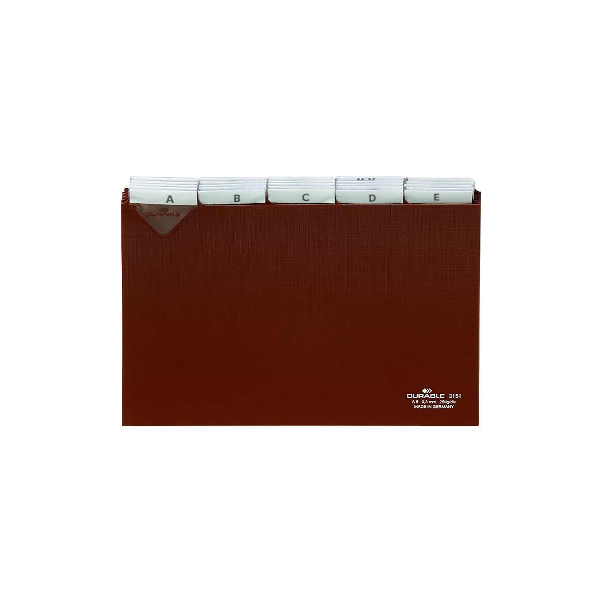 Intercalaires pour boîtes à fiches DURABLE, format A5, lettres A à Z, PVC, largeur des onglets 40 mm