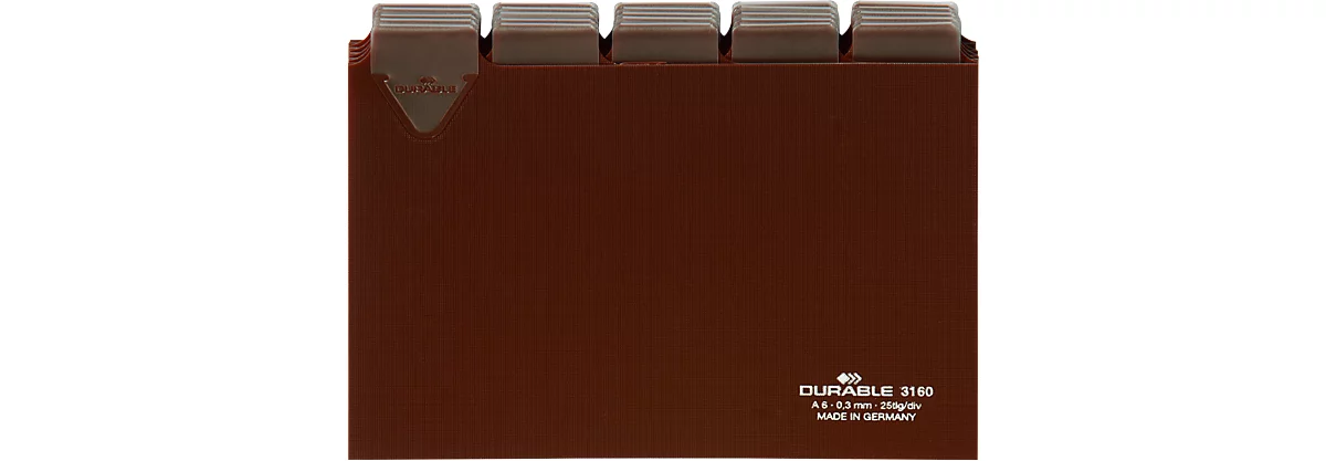 Intercalaires pour boîtes à fiches DURABLE, format A6, lettres A à Z, PVC, largeur des onglets 25 mm