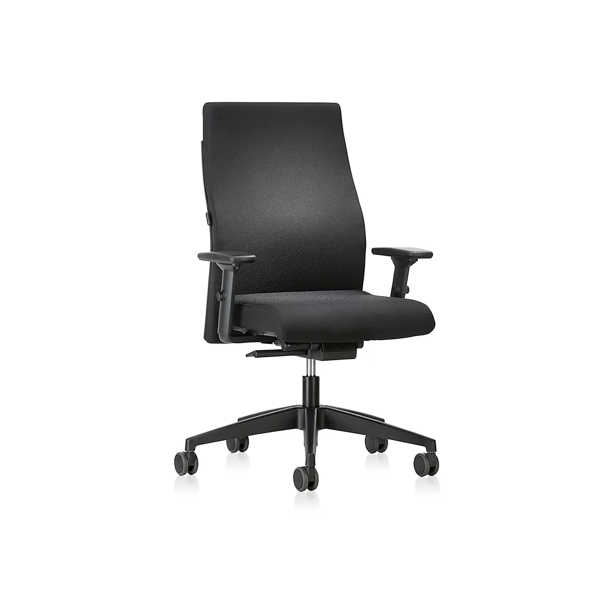 Interstuhl Bürostuhl 139RS, mit Armlehnen, Auto-Synchronmechanik, Komfort-Flachsitz, Hartbodenrollen, schwarz