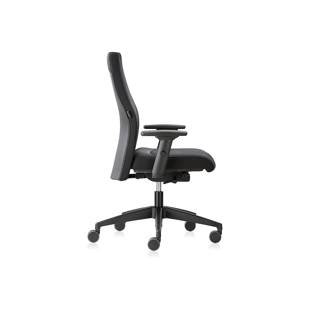 Interstuhl Bürostuhl 139RS, mit Armlehnen, Auto-Synchronmechanik, Komfort-Flachsitz, Hartbodenrollen, schwarz
