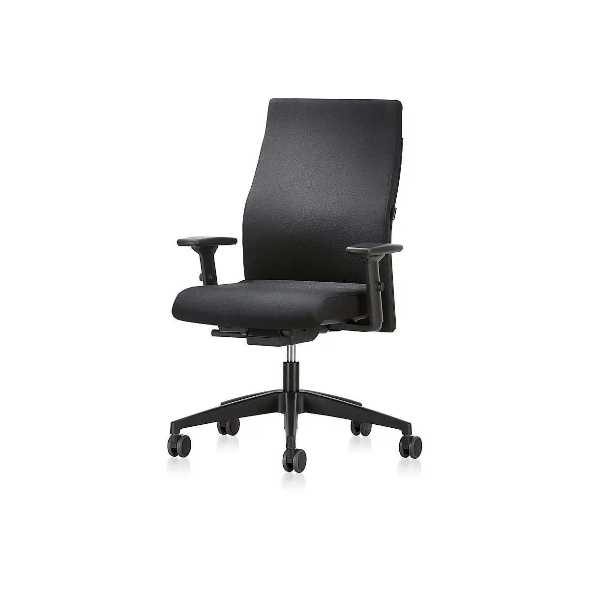 Interstuhl Bürostuhl 139RS, mit Armlehnen, Auto-Synchronmechanik, Komfort-Flachsitz, Hartbodenrollen, schwarz