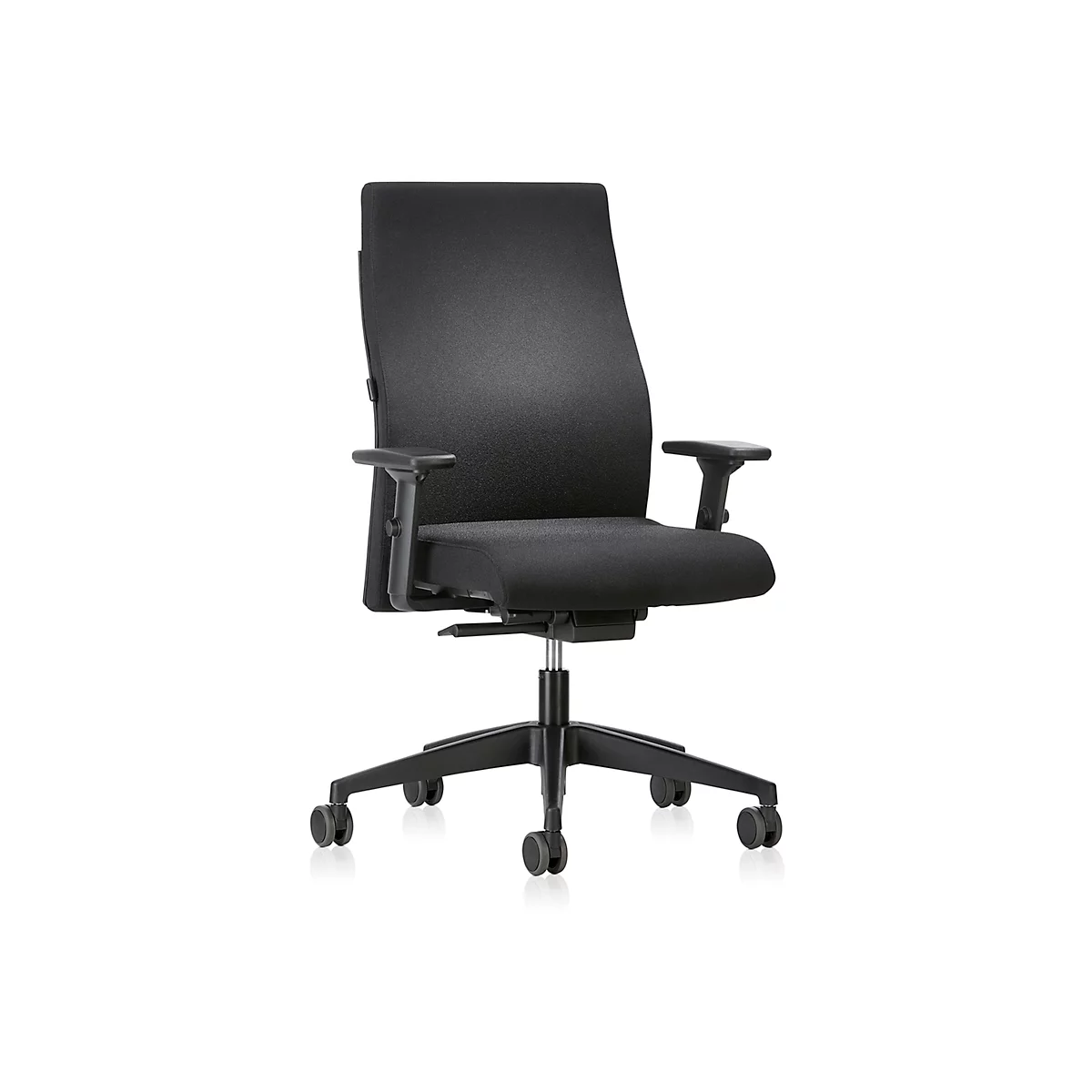 Interstuhl Bürostuhl 139RS, mit Armlehnen, Auto-Synchronmechanik, Komfort-Flachsitz, Teppichrollen, schwarz