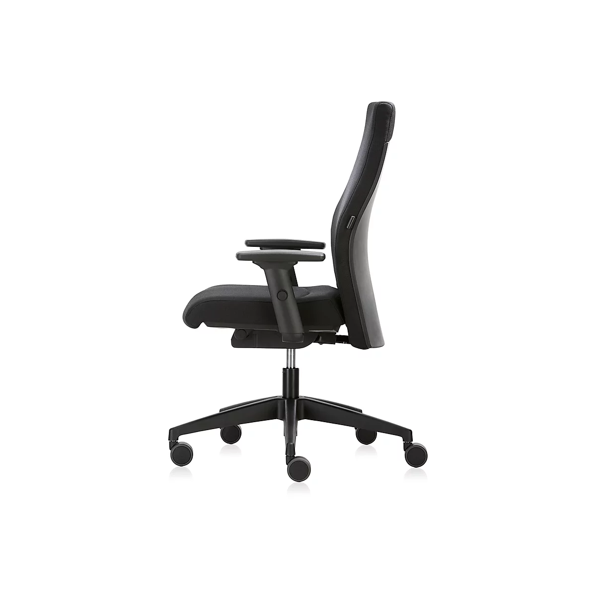 Interstuhl Bürostuhl 139RS, mit Armlehnen, Auto-Synchronmechanik, Komfort-Flachsitz, Teppichrollen, schwarz