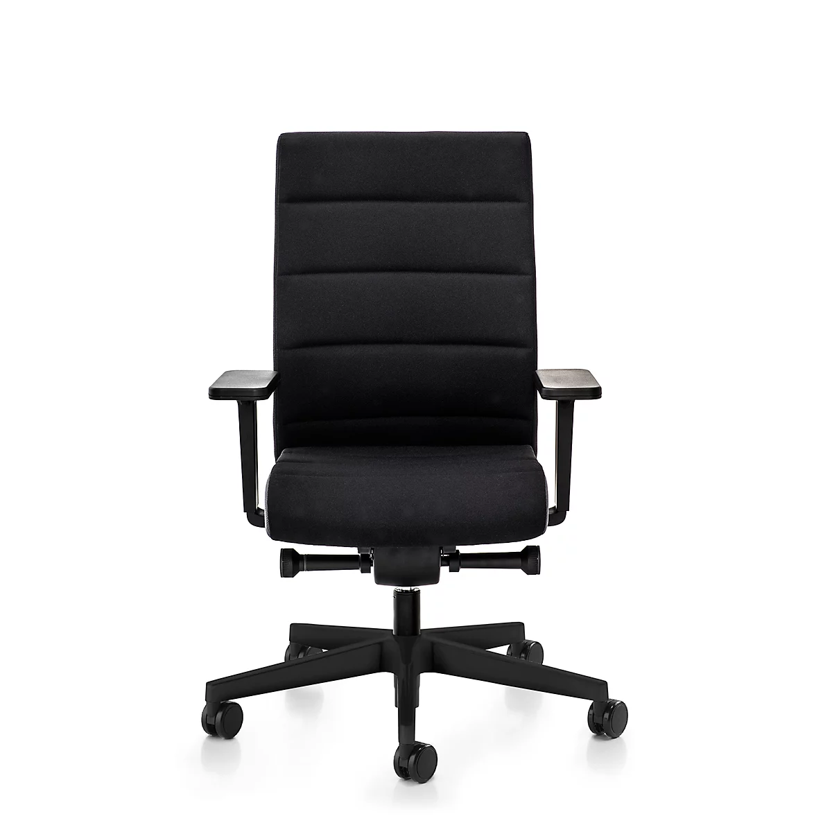 Interstuhl Bürostuhl Champ 3C04, mit Armlehnen, Synchronmechanik, Flachsitz, 3D-Rückenlehne, schwarz/brillantsilber