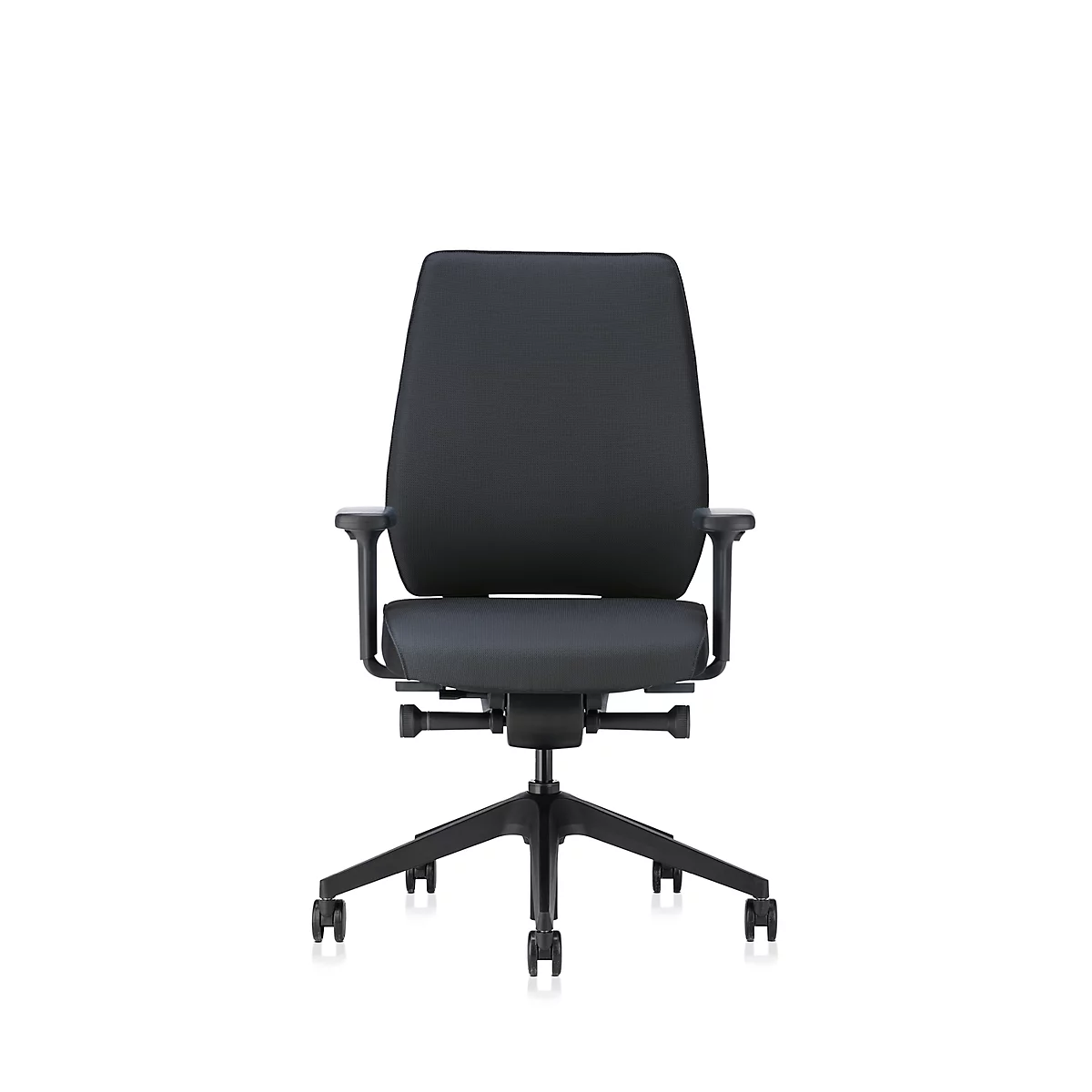 Interstuhl Bürostuhl Joyceis3 JC111, mit Armlehnen, Synchronmechanik, Flachsitz, Lordosenstütze, schwarz/schwarz