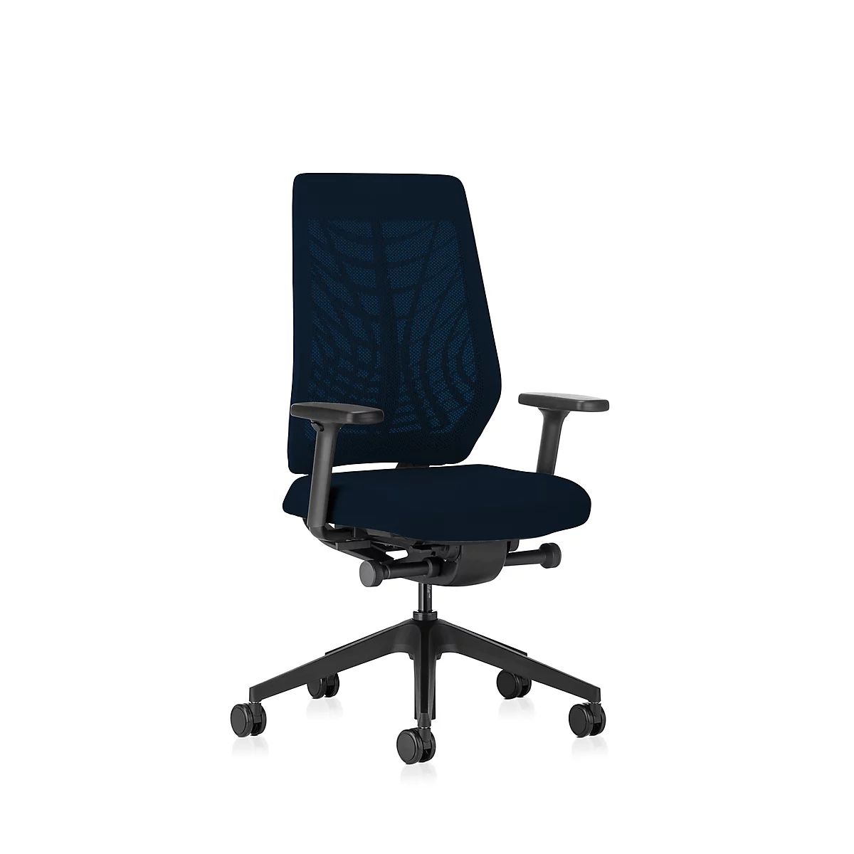 Interstuhl Bürostuhl Joyceis3 JC266, mit Armlehnen, 3D-Synchronmechanik, Flachsitz, Netzrücken, kobaltblau/schwarz