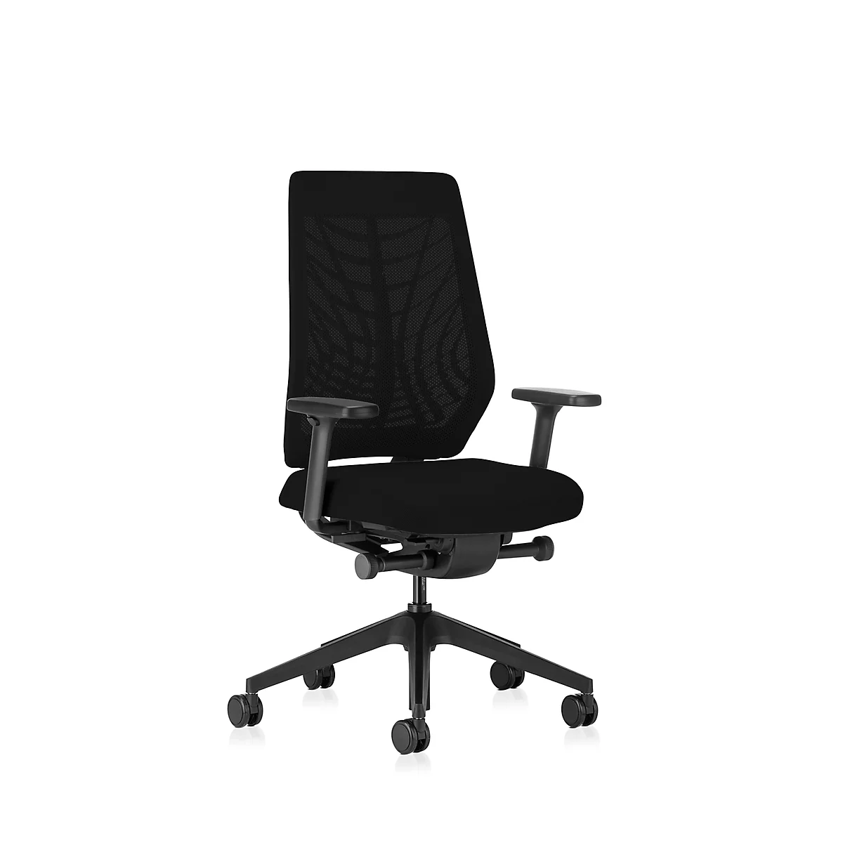 Interstuhl Bürostuhl Joyceis3 JC266, mit Armlehnen, 3D-Synchronmechanik, Flachsitz, Netzrücken, schwarz/schwarz