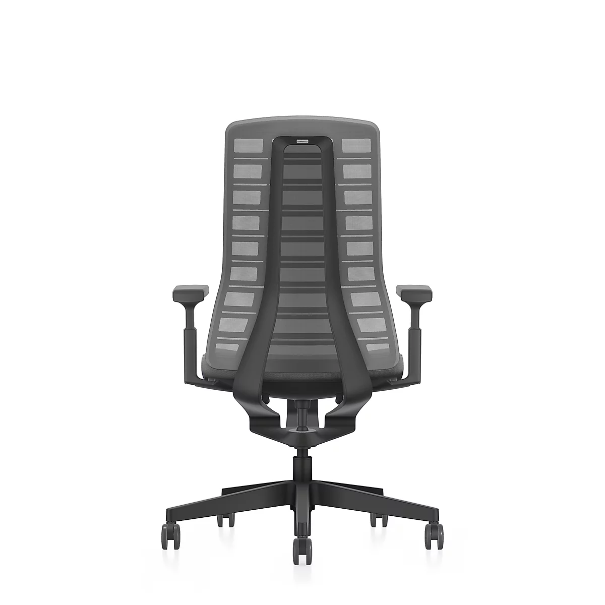 Interstuhl Bürostuhl PUREis3, verstellbare Armlehnen, 3D-Auto-Synchronmechanik, Muldensitz, Netzrücken, eisengrau/schwarz