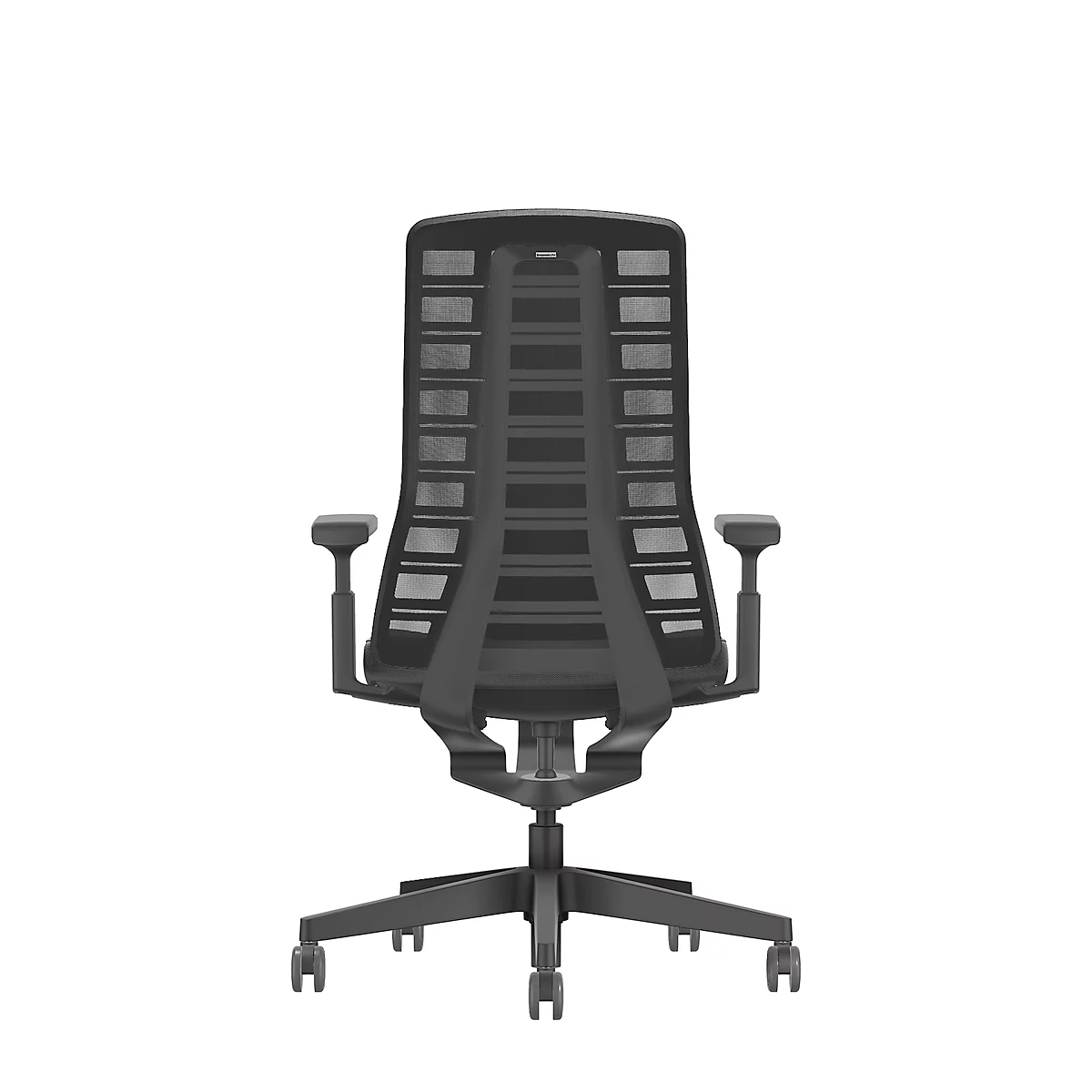 Interstuhl Bürostuhl PUREis3, verstellbare Armlehnen, 3D-Auto-Synchronmechanik, Muldensitz, Netzrücken, schwarz/schwarz