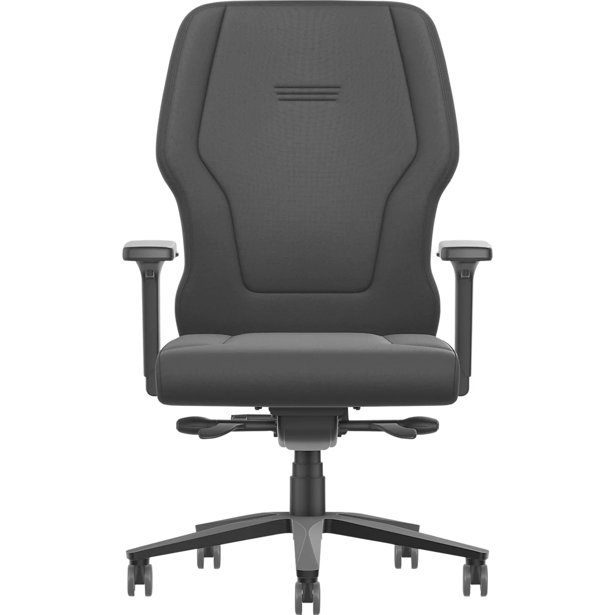 Interstuhl Bürostuhl XXL112, T-Armlehnen, Synchronmechanik, Schiebesitz, Lordosenstütze, Stoffbezug, schwarz/schwarz