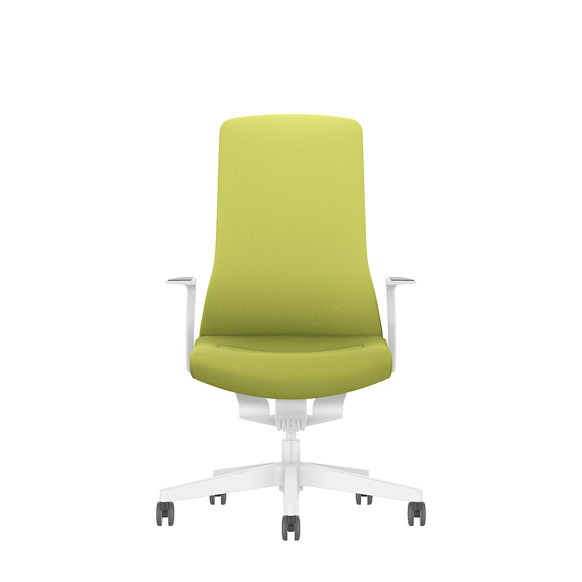 Interstuhl bureaustoel PUREis3, vaste armleuningen, 3D auto-synchroonmechanisme, kuipzitting, gestoffeerde rug, meigroen/wit