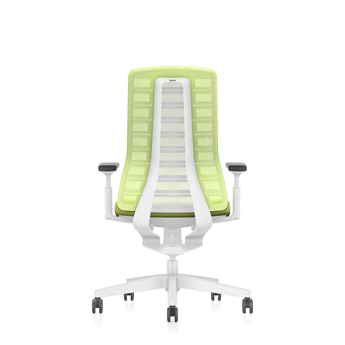 Interstuhl bureaustoel PUREis3, verstelbare armleuningen, 3D auto-synchroonmechanisme, kuipzitting, gazen rugleuning, meigroen/wit