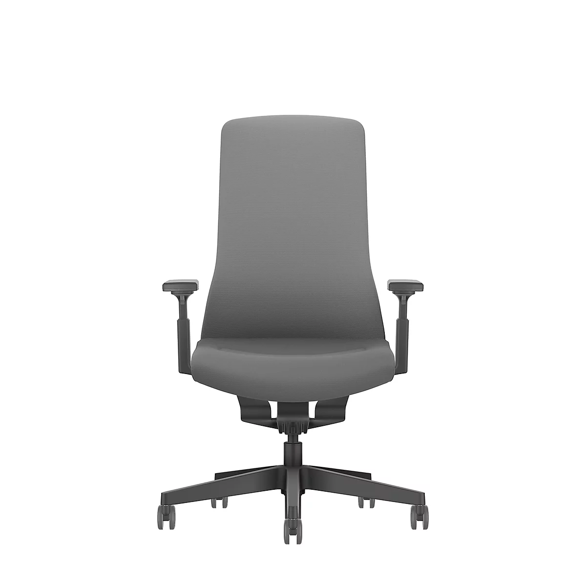 Interstuhl bureaustoel PUREis3, verstelbare armleuningen, 3D auto-synchroonmechanisme, kuipzitting, gestoffeerde rug ijzergrijs/zwart