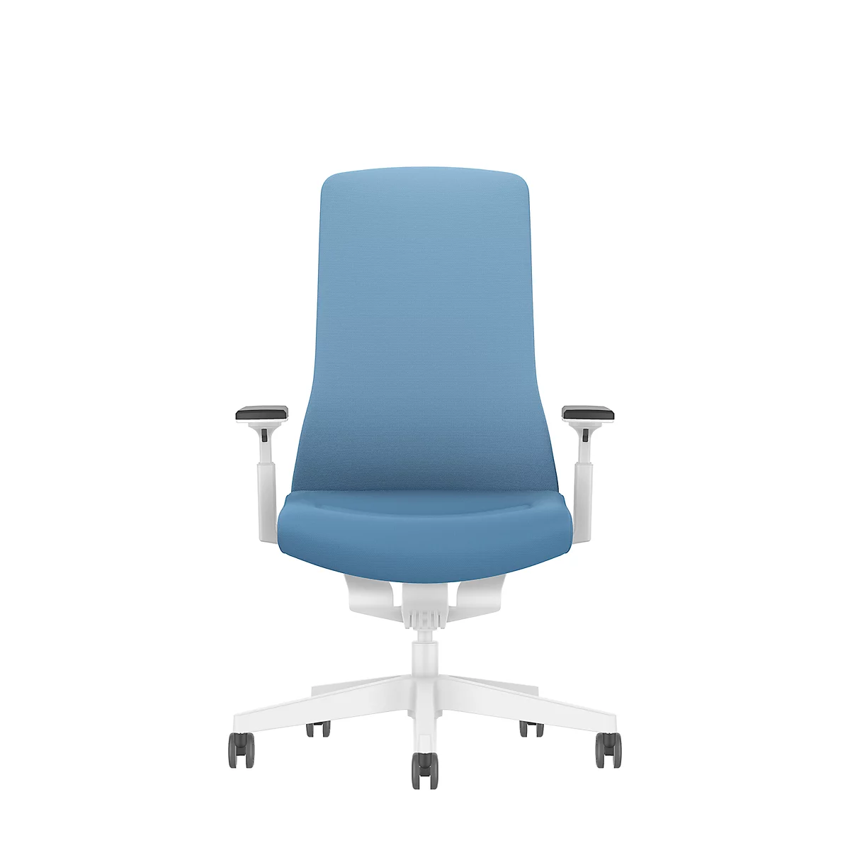 Interstuhl bureaustoel PUREis3, verstelbare armleuningen, 3D auto-synchroonmechanisme, kuipzitting, gestoffeerde rug, pastelblauw/wit