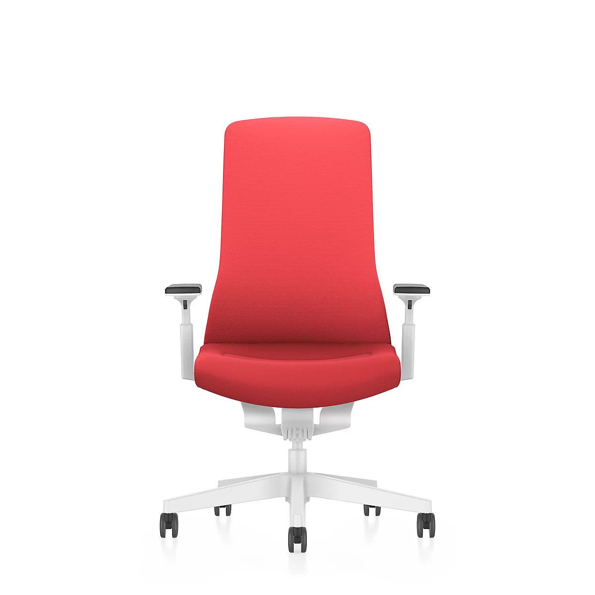 Interstuhl bureaustoel PUREis3, verstelbare armleuningen, 3D auto-synchroonmechanisme, kuipzitting, gestoffeerde rug, vuurrood/wit