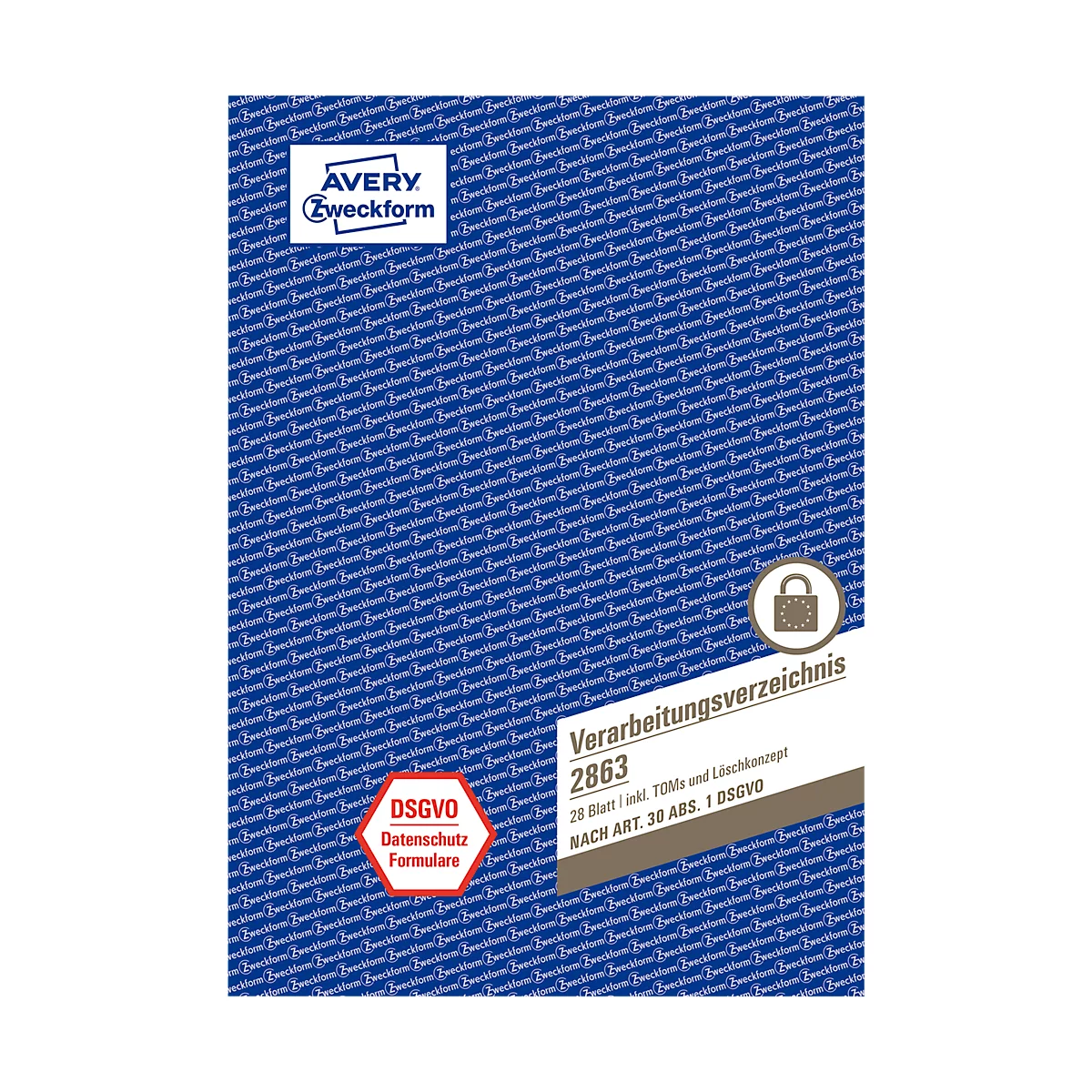 Inventaire de traitement selon la DSGVO Avery Zweckform, documentation des mesures techniques et organisationnelles incluse, 28 feuilles