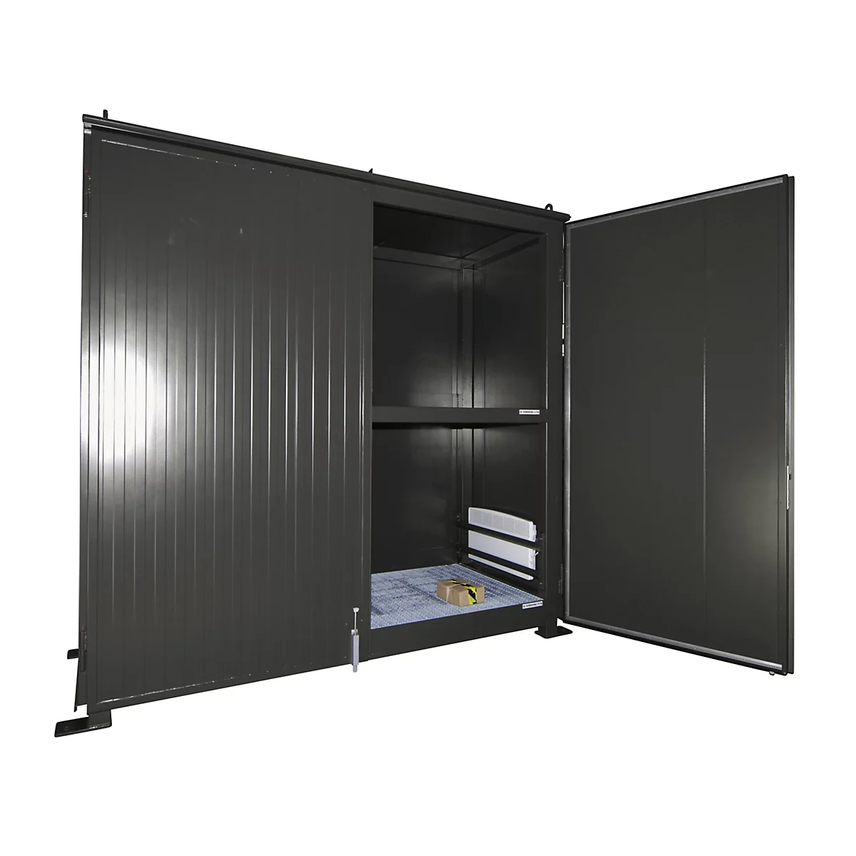 Isolierter Regalcontainer BAUER CEH 29-2 IBC, Stahl, Doppelflügeltor, B 3220 x T 1500 x H 3510 mm, grau