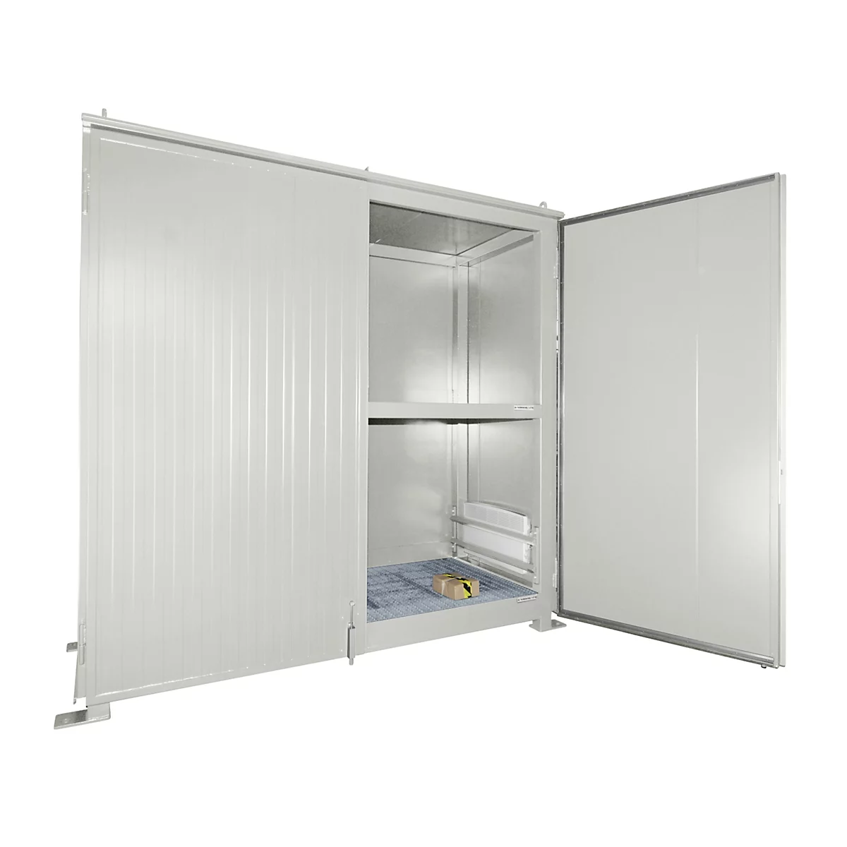 Isolierter Regalcontainer BAUER CEH 29-2 IBC, Stahl, Doppelflügeltor, B 3220 x T 1500 x H 3510 mm, weiß