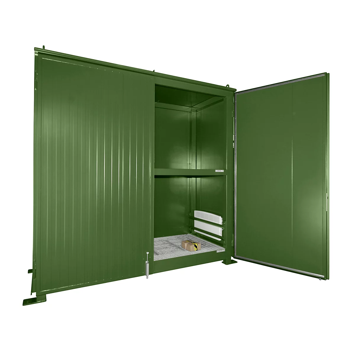 Isolierter Regalcontainer BAUER CEH 29-2, Stahl, Doppelflügeltor, B 3220 x T 1500 x H 3030 mm, grün