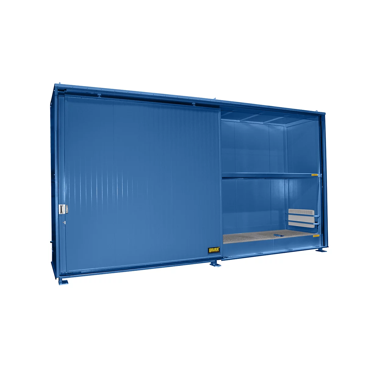 Isolierter Regalcontainer BAUER CEH 59-2 IBC, Stahl, Schiebetor, B 6440 x T 1550 x H 3510 mm, blau