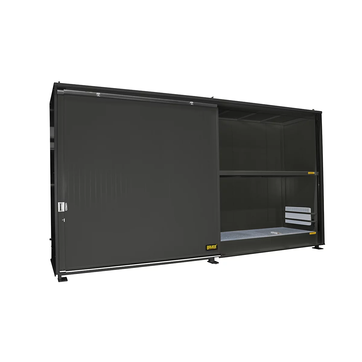 Isolierter Regalcontainer BAUER CEH 59-2 IBC, Stahl, Schiebetor, B 6440 x T 1550 x H 3510 mm, grau
