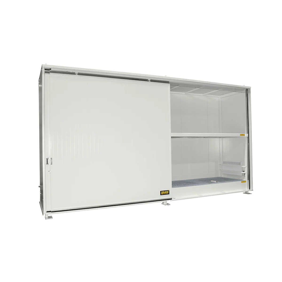 Isolierter Regalcontainer BAUER CEH 59-2, Stahl, Schiebetor, B 6440 x T 1550 x H 3030 mm, weiß