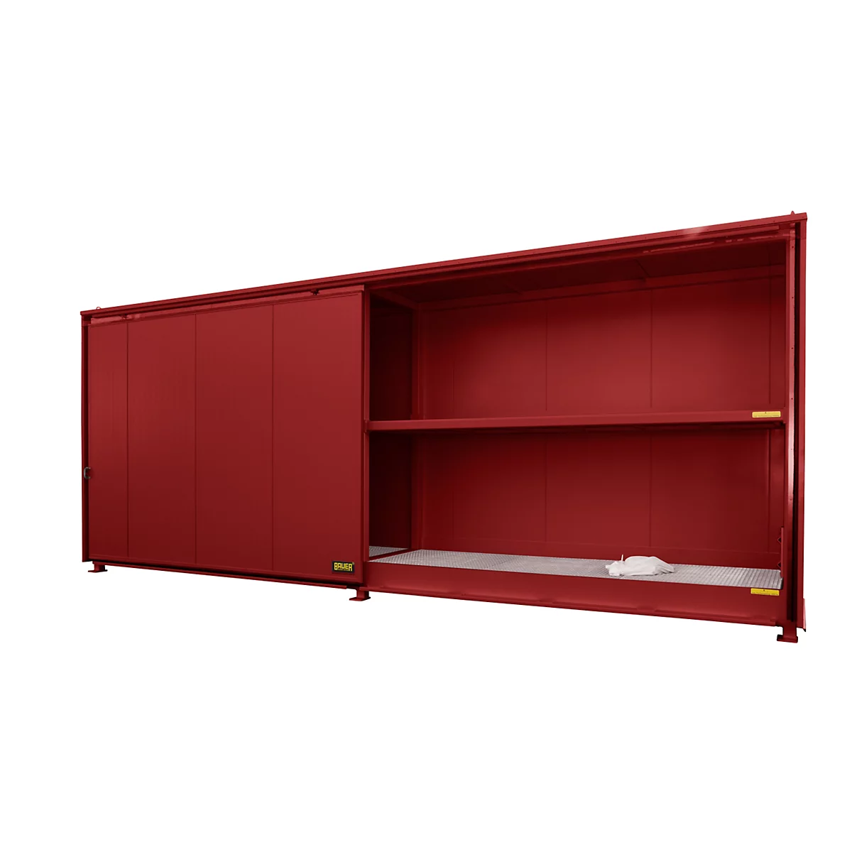 Isolierter Regalcontainer BAUER CEH 81-2, Stahl, Schiebetor, B 8400 x T 1550 x H 3190 mm, rot