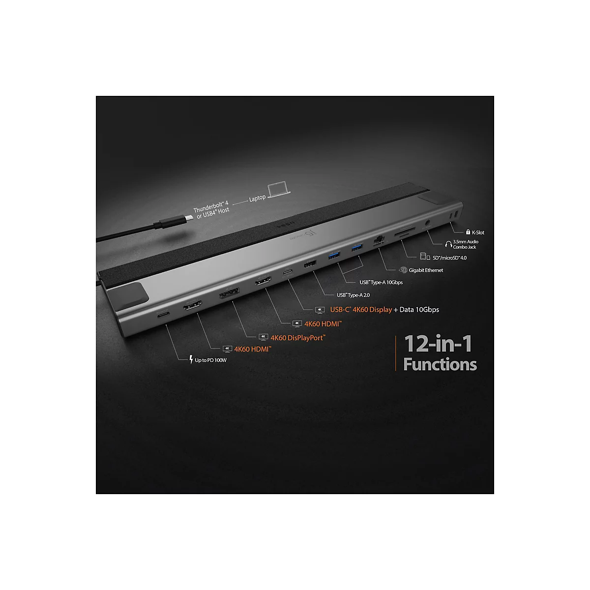 j5create - Dockingstation - USB4 - HDMI, DP, USB-C - 1GbE