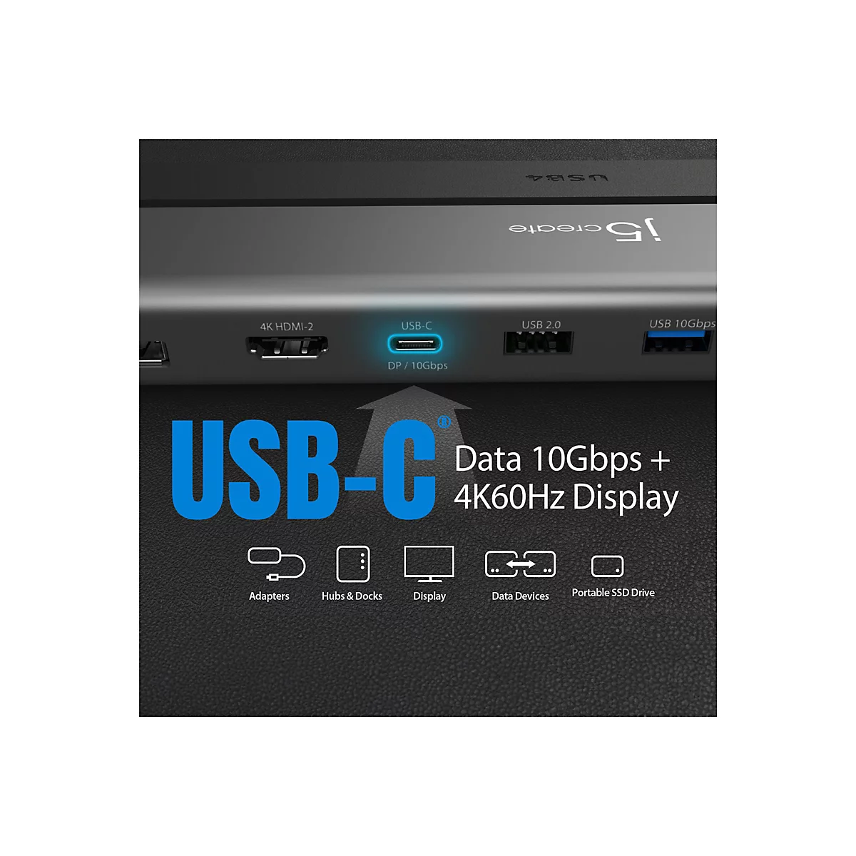 j5create - Dockingstation - USB4 - HDMI, DP, USB-C - 1GbE