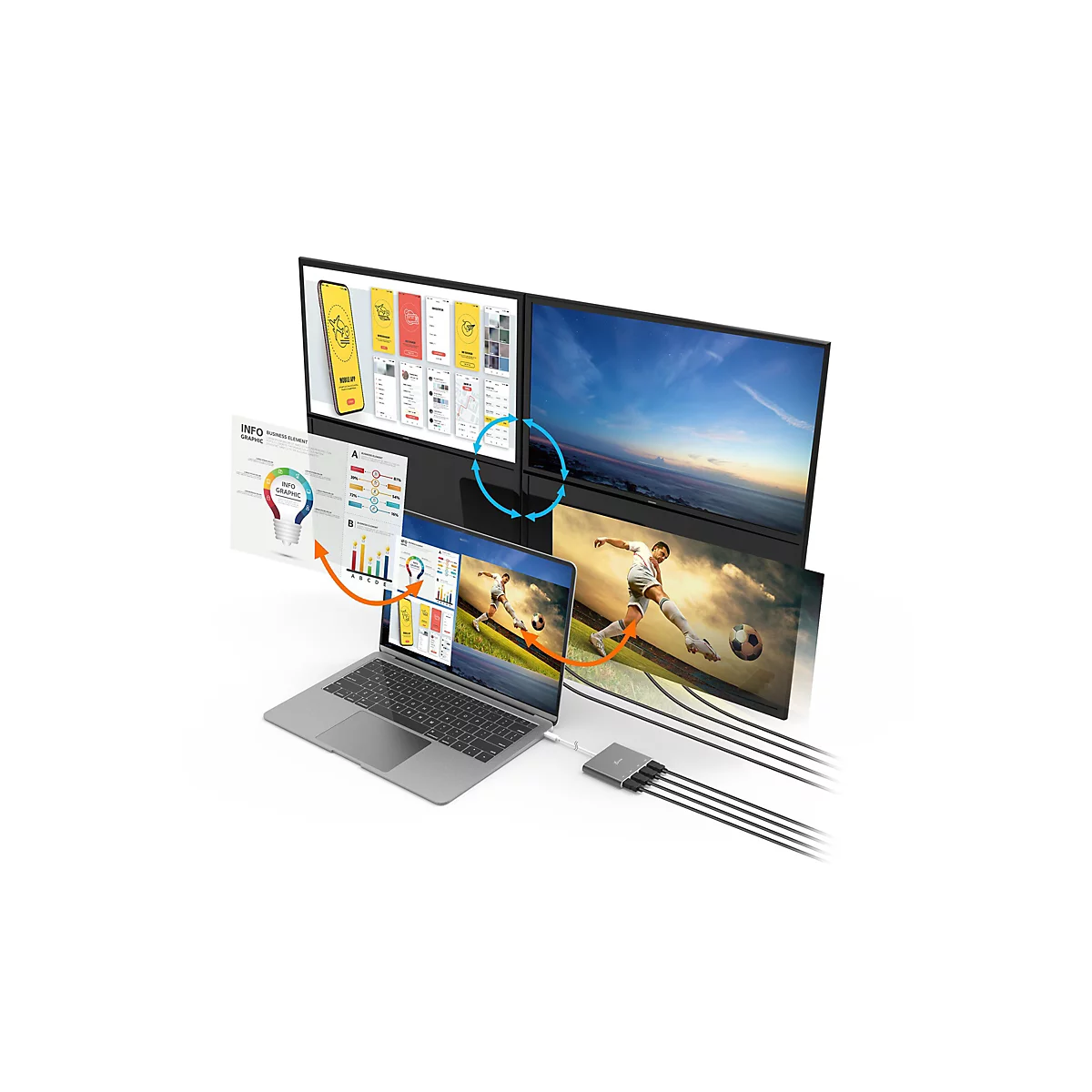 j5create JCA366 - Videoadapter - 24 pin USB-C männlich zu HDMI weiblich - 50 cm - Silber - 1080p-Unterstützung, 60 Hz