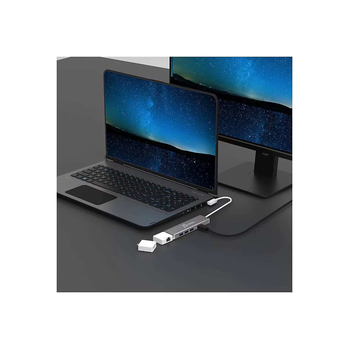 j5create JCD375 - Dockingstation - USB-C 3.1 Gen 2 - HDMI - 1GbE - mit 2 Kits
