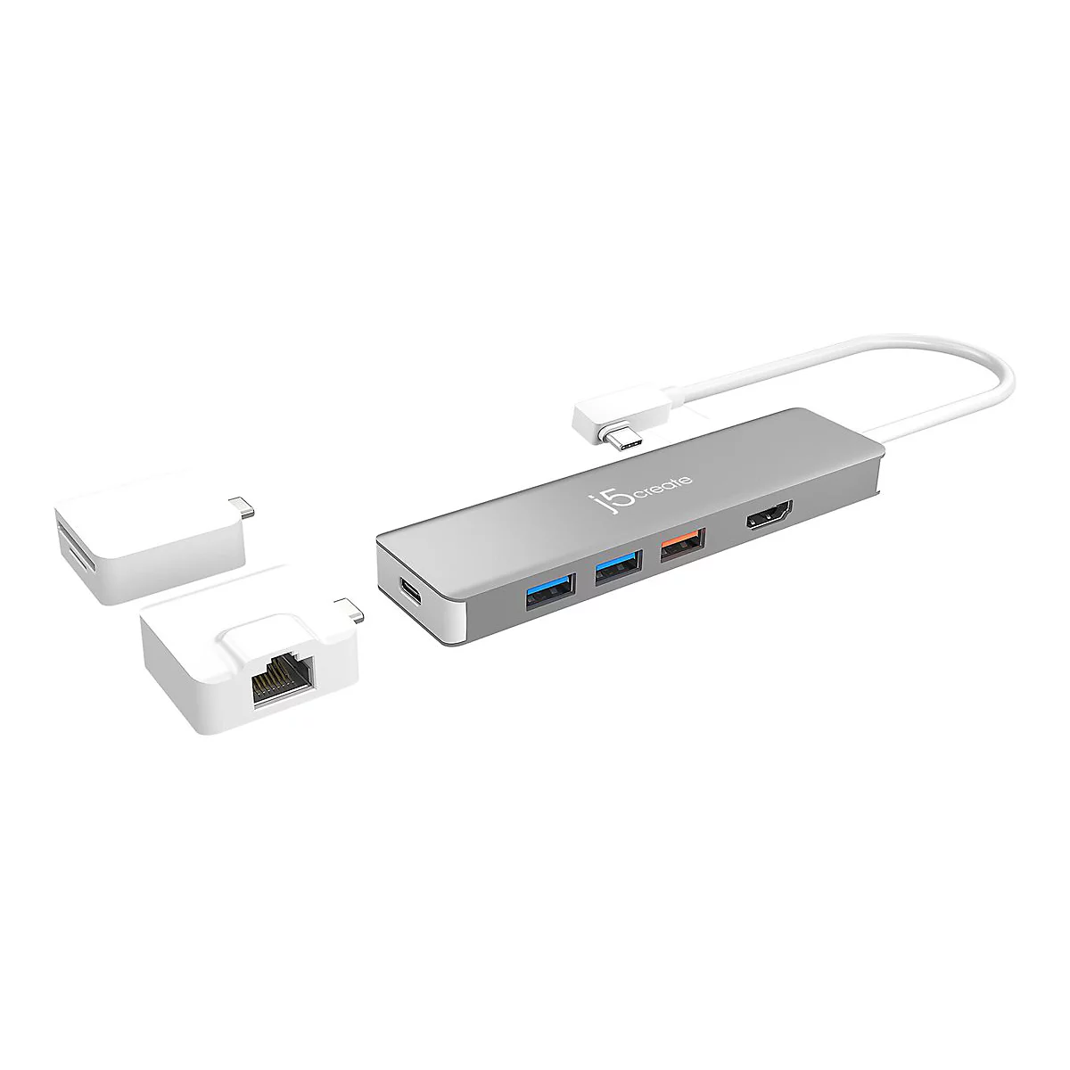 j5create JCD375 - Dockingstation - USB-C 3.1 Gen 2 - HDMI - 1GbE - mit 2 Kits