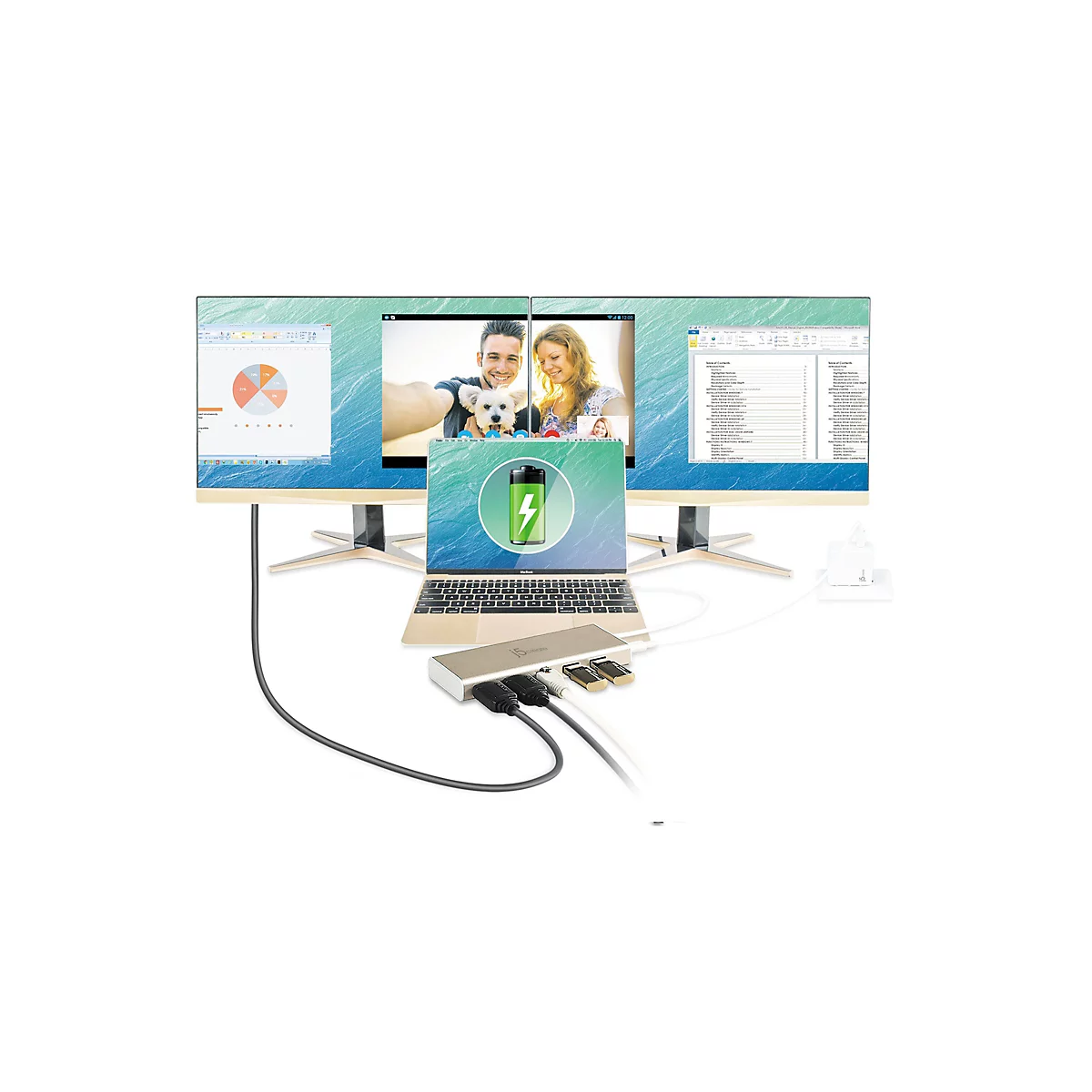 j5create JCD381-N - Dockingstation - USB-C - 2 x HDMI - 1GbE