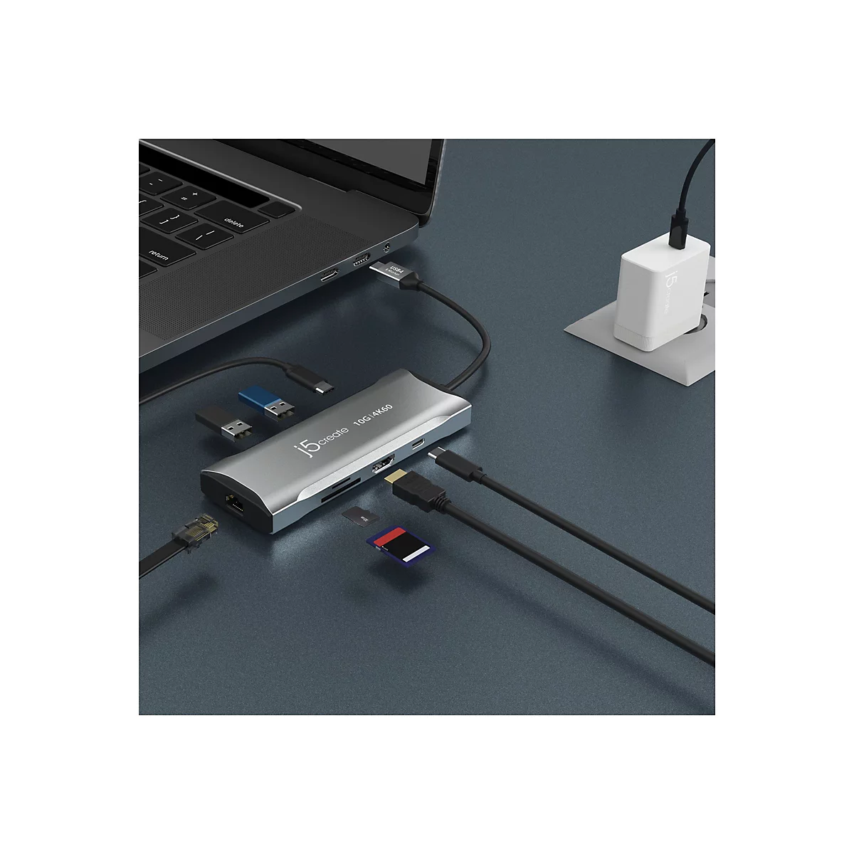 j5create JCD393-N - Mini-Dock - USB-C / USB4 / Thunderbolt 3 / Thunderbolt 4 - HDMI - 1GbE