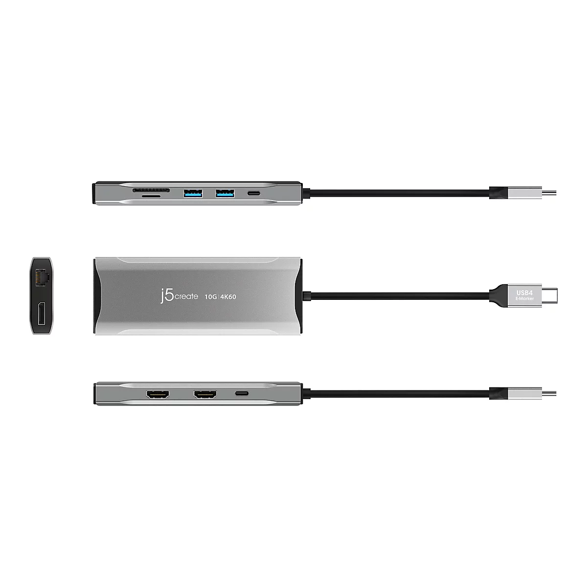 j5create JCD397-N - Mini-Dock - USB-C / USB4 / Thunderbolt 3 / Thunderbolt 4 - 2 x HDMI, DP - 1GbE