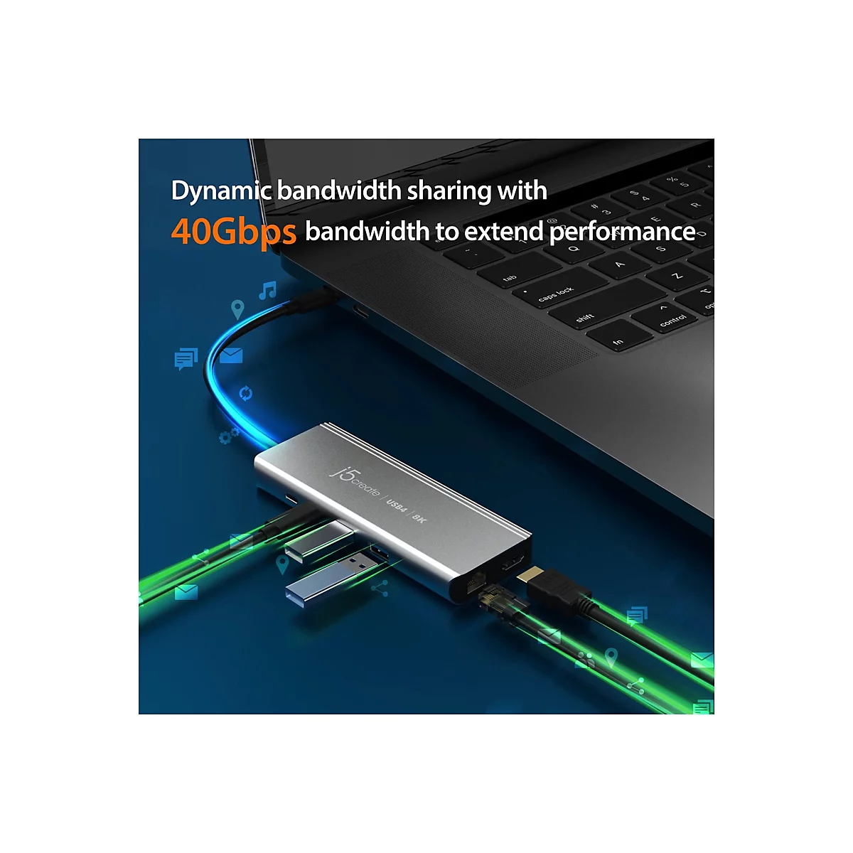j5create JCD403-N - Dockingstation - USB-C / USB4 / Thunderbolt 3 / Thunderbolt 4 - HDMI - 1GbE, 2.5GbE