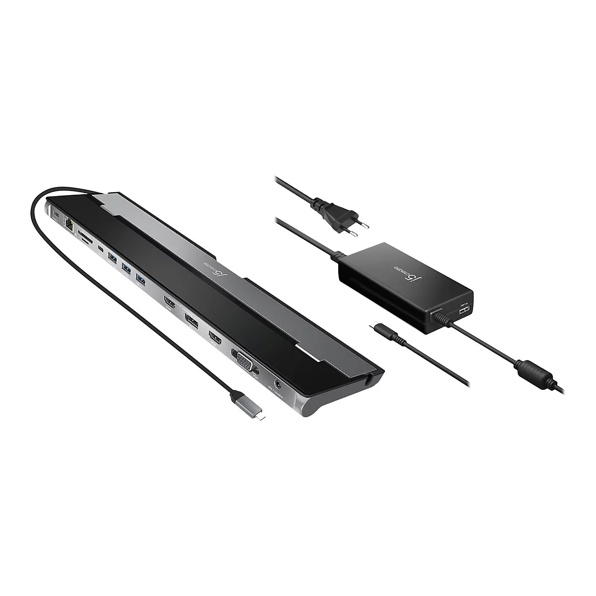 j5create JCD543P - Dockingstation - USB-C 3.1 Gen 1 - VGA, 2 x HDMI, DP - 1GbE - 100 Watt