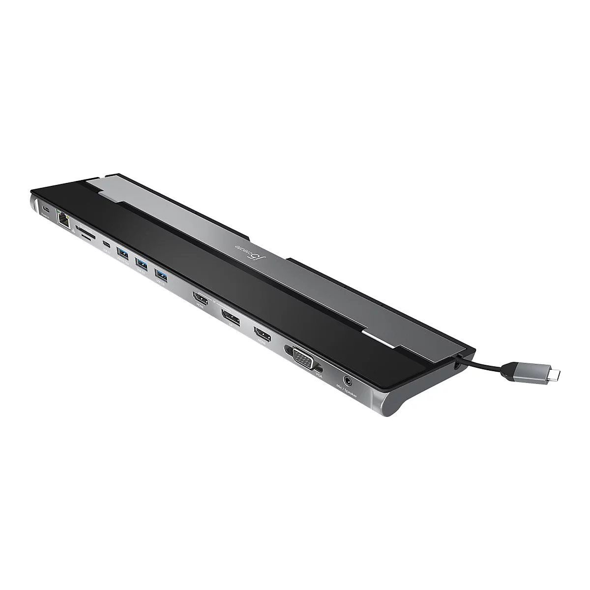 j5create JCD543P - Dockingstation - USB-C 3.1 Gen 1 - VGA, 2 x HDMI, DP - 1GbE - 100 Watt