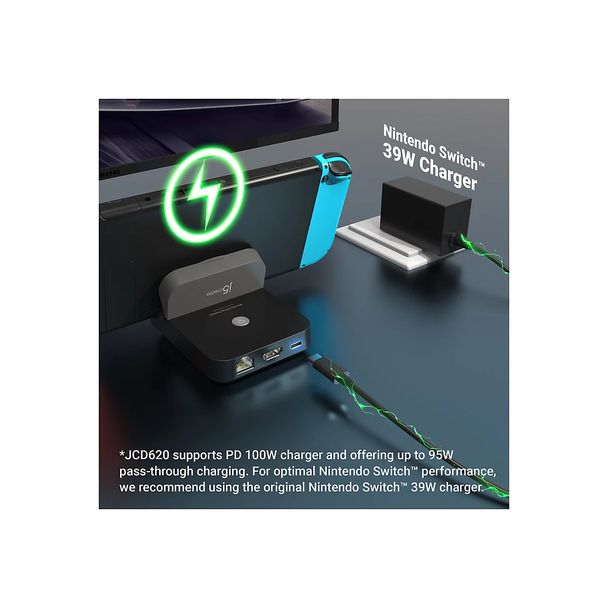 j5create JCD620 - Mini-Dock - für Nintendo Switch - USB-C - HDMI - 1GbE