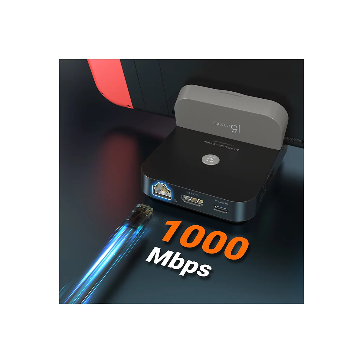 j5create JCD620 - Mini-Dock - für Nintendo Switch - USB-C - HDMI - 1GbE