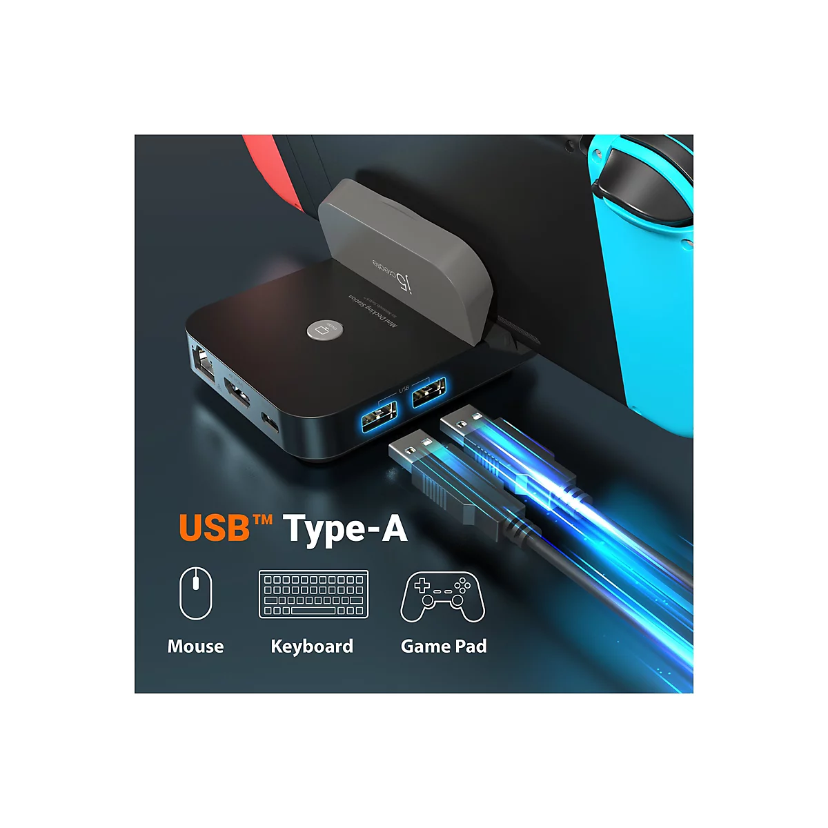 j5create JCD620 - Mini-Dock - für Nintendo Switch - USB-C - HDMI - 1GbE