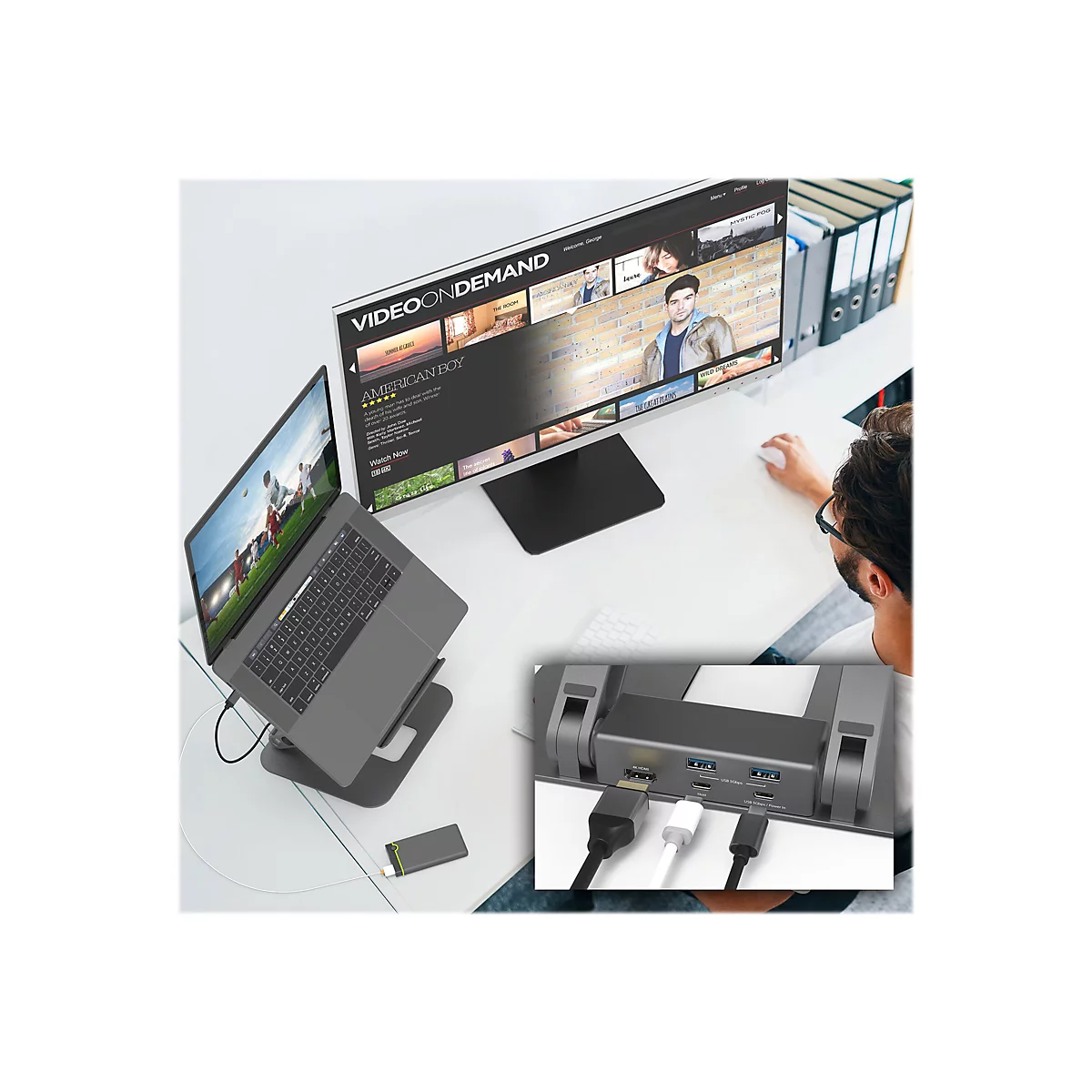 j5create JTS327 - Dockingstation + Notebook-Halterung - USB-C / Thunderbolt 3 / Thunderbolt 4 - HDMI